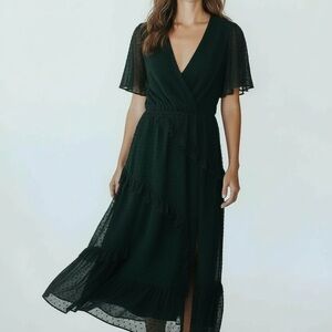 Lulu's Dark Green Midi Dress